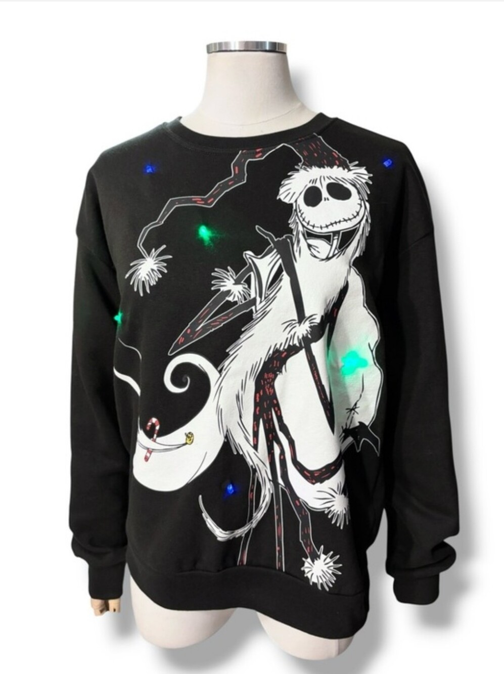 DISNEY The Nightmare Before Christmas Light Up Graphic Sweatshirt Size Medium